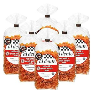 Al Dente Plant-Based Pasta Red Lentil + Sweet Potato - Organic, Gluten-Free, Non-GMO, Vegan, High Protein Noodles. Delicious And Versatile. Great for Soups, Salads, and More. 8oz Bags (Pack of 6) Al Dente Plant-Bas