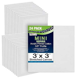 U.S. Art Supply 3x3 Mini Canvases for ting, 24 Pack Bulk Small Stretched Artist Canvas Professional Primed - Ideal for Arts & Crafts