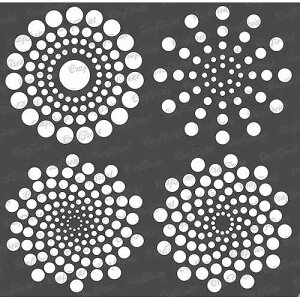 CrafTreat Reusable Dot Mandala Stencils for ting on Wood, Canvas, Paper, Fabric, Floor, Wall and Tile - Dot Mandala Basics - 6x6 Inches - DIY Art and Craft Stencils - Dots Spiral Stencil