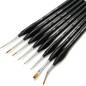 DUGATO Fine Detail t Brush Set - Miniature Brushes with Ergonomic Triangular Handles & Travel Case for Acrylic, Watercolor, Oil, Models & Warhammer (8pcs Detailing t Brush - Black)