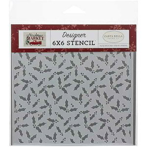 Carta Bella Paper Company �X�e���V���A���b�h�A�O���[���A�^���A�u���b�N�A�z���C�g Carta Bella Paper Company stencil, red, green, tan, black, white