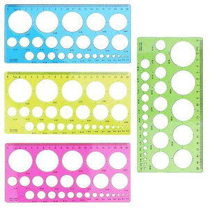 Aylifu 4 Pieces Plastic Template Ruler Circles Drawing Stencil Geometric Tool Multifunction for Office School Home