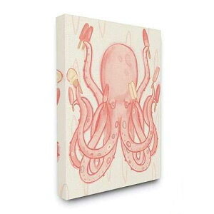 Stupell Industries The Kids Room by Stupell Popsicle Octopus Ocean Sea Animal Pink Kids Drawing Canvas, 24x30, Multi-Color