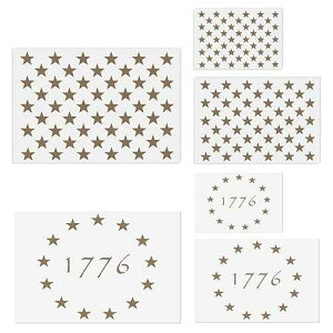 Bryxze Star Stencils for Painting Wood,American Flag 50 Star Stencil and 1776 Patriotic Stencils Reusable Plastic Templates for Painting on Fabric,Paper, Airbrush (6Pack)