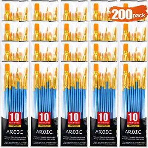 AROIC Acrylic Paint Brush Set, (20 Packs /200 pcs) Nylon Hair Brushes for Oil and Watercolor, Perfect Suit of Art Painting, Best Present for Painting, Blue