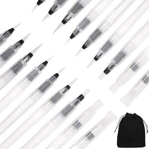 Outus 18 Pcs Water Brush Pen Set Watercolor t Pen Water Drawing Pens with Velvet Bag Artists' tbrushes Set for ting Markers, WaterColor Soluble Markers, Powdered or Solid Colors Pigment