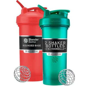 BlenderBottle �N���V�b�N V2 �V�F�[�J�[�{�g�� �v���e�C���V�F�C�N��v�����[�N�A�E�g�ɍœK�A28�I���X (2�p�b�N)�A���b�h�A�O���[�� BlenderBottle Classic V2 Shaker Bottle Perfect for Protein Shakes and Pre Workou