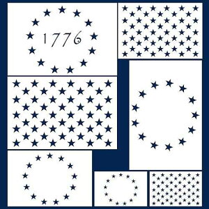 Koogel American Flag 50 Star Stencil, 13 Stars 1776 Stencils for DIY Crafts, Patriotic Decorations, Party, School Projects, Reusable Drawing Templates for ting on Wood, Wall, Paper, Fabric