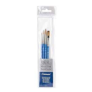 Winsor & Newton Cotman Short Handle Brushes, Set of 4, (Round 1, 4, & 6, One Stroke 3/8)