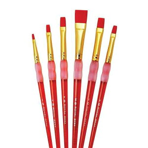 Royal BRUSH-BK604 Big Kids Choice Deluxe Shader Synthetic Paint Brush Set, Assorted Size, Orange, Set of 6