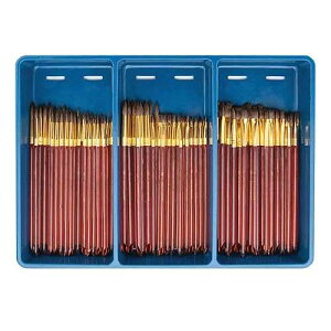 OMNIA Brush Royal Brush SVN6-120 Waterproof Sable Easy Grip Acrylic Handle Brush Super Value Pack, Assorted Size, 1.25 Height, 9 Width, 12 Length, Red (Pack of 120)