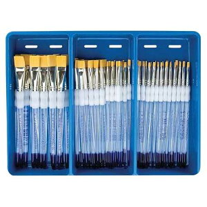 ���C���� �u���V �\�t�g �O���b�v �S�[���f�� �^�N���� �u���V �����p�b�N�A�t���b�g �l�ߍ��킹�A72 �p�b�N OMNIA Brush Royal Brush Soft Grip Golden Taklon Brush Classroom Pack, Assorted Flats, Pack of 72