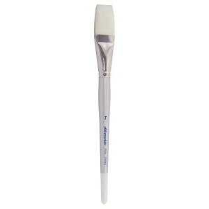 Silver Brush Limited 1511S-1 Silverwhite Stroke tbrush for Watercolor, Gouache, Inks, Dyes, Fluid, & Flow Acrylic, Size 1 Inch, Short Handle