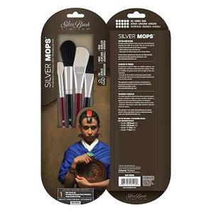 Silver Brush Limited SMS-5599S Silver Mop Mop Variety Set for Oil, Acrylic, Watercolor, Gouache, Inks, Dyes, Set of 4, Size 10 & 16 Round, Size 3/4 and 1 Inch Oval Brushes, Short Handle
