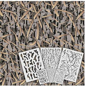 Redleg Camo 3 �s�[�X Duck Grass ���ʃX�e���V�� �L�b�g (Duck Grass 3 �s�[�X) Redleg Camo 3 Piece Duck Grass Camo Stencil Kit (Duck Grass 3 Piece)