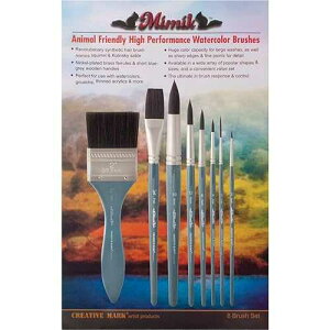 Creative Mark Mimik Professional Watercolor Brushes - Value Set of 8 - Synthetic Squirrel Hair - Natural Bristle Artist Brushes for Watercolors, Gouache & Acrylics