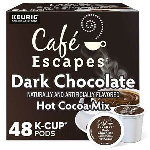 Cafe Escapes, Dark Chocolate Hot Cocoa, Single-Serve Keurig K-Cup Pods, 48 Count (2 Boxes of 24 Pods) Cafe Escapes Cafe Escapes, Dark Chocolate Hot Cocoa, Single-Serve Keurig K-Cup Pods, 48 Count (2 Boxes of 24