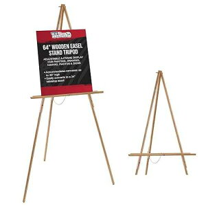 U.S. Art Supply 64 Wooden Easel Stand - Adjustable A-Frame Tripod for ting, Drawing, Photos & Signs - Lightweight Easels, Wood Easel Stand for Sign Wedding Display 40 Canvas Capacity