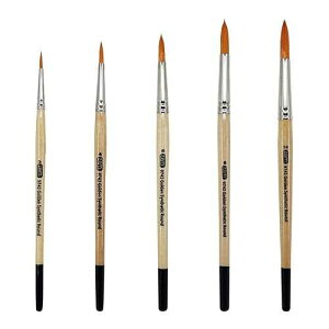 ZEM Brush Golden Synthetic Round Brushes Set Sizes 2,4,6,8,10