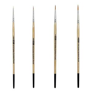 ZEM Brush Golden Synthetic Small Detail Round Artist Brush Set Sizes 10/0, 3/0, 0, 2