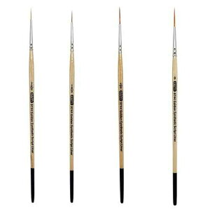 ZEM Brush Golden Synthetic Long Script Liners Artist Paint Brushes Sizes 20/0, 10/0, 5/0, 0