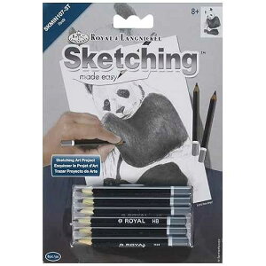 OMNIA Brush Royal Brush SKMIN-107 Sketching Made Easy Mini Panda Kit, 5'' by 7'', Blue
