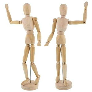 U.S. Art Supply 12 Wooden Male Manikin Posable Figure for Drawing (2 Pack) - Articulated Mannequin with Base and Flexible Body for Drawing The Human Figure