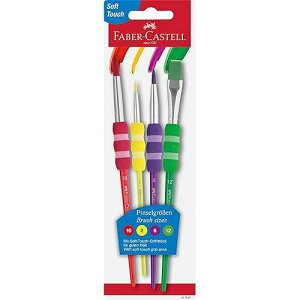 Faber-Castell Soft Grip t Brush Set - Kids t Brushes - 4 Assorted tbrushes for Watercolor and Tempera t (F181600)