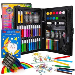 ArtCreativity Art Supplies Kit for Kids (101-PCS) ? Crayons, Markers, Pencils, Watercolors & Coloring Book ? Beginner Art Set & Creative Gift for Boys & Girls