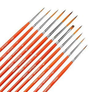 Artbrush Tower Small Enamel Paint Brushes Set - 11 Pieces Detail Painting Kit for Artists, Model, Miniature, Acrylic and Watercolor Paint Red