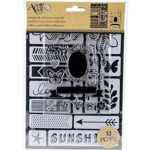 Art Gone Wild & Friends Art-C Stencil & Clear Stamp-Words & Icons
