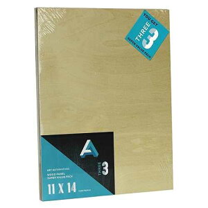 Art Alternatives Wood Panel Super Value Pack, Uncradled, 11 x 14, 3/Pkg.