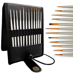 MyArtscape Miniature t Brushes with Holder, Set of 12 for Detail & Fine Point ting - use with Acrylic, Watercolor, Oil, Gouache - for Pinstriping & Lettering - Art Supplies