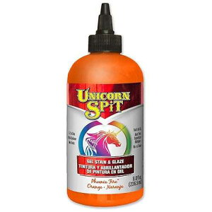 Unicorn SPiT 5771003 �W�F���X�e�C������уO���[�Y�A�t�F�j�b�N�X�t�@�C�A 8.0 �t�ʃI���X�{�g���A�I�����W Unicorn SPiT 5771003 Gel Stain and Glaze, Phoenix Fire 8.0 FL OZ Bottle, Orange