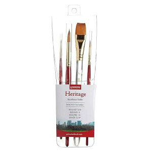 Princeton Heritage, Series 4050, Synthetic Sable Paint Brush for Watercolor, Set of 4