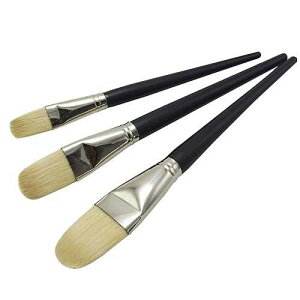 jowoart ZHOUXINXING 3Pcs/Set Bristles Hair Yellow Wood Long Rod Big Acrylic Brush Drawing Art Supplies