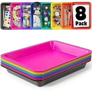 DOODLE HOG Set of 8 Art Trays for Kids, Great for Lego, Sand, Crafts, ting, Montessori, Rainbow Tray for Classroom, Craft Trays for Kids