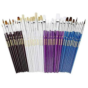 Artlicious 40 Pack Paint Brushes for Acrylic Painting Small Paint Brush Set Watercolor Brushes Oil Paint Brushes Detail Paintbrushes Face Paint Brushes Pinceles para Acrilico Paint Supplies