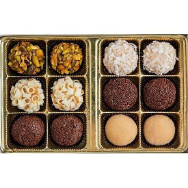 Maya's Brigadeiro Brazilian Sweets Premium Gift Box, Truffle Assortment, 12 Pieces, Chocolate Salted Pistachio, Sweet Milk, Classic Chocolate, Coconut, Passion Fruit, Coffee Dark Chocolate