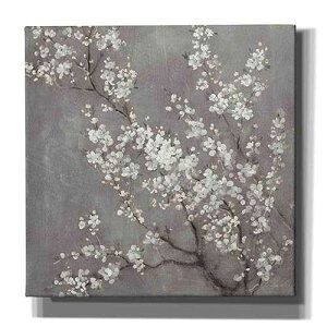 Epic Graffiti 'White Cherry Blossom II on Grey' by Danhui Nai, Canvas Wall Art, 37x37