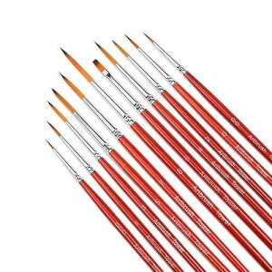 Artbrush Tower Fine Enamel Detail Brushes Set - 11 Pieces Miniature t Brushes for Detailing & Art ting - Acrylic, Watercolor, Oil - Models, Airplane Kits, Nail ting Red