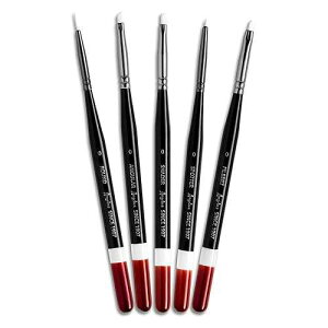 Angelus Micro Detail Paint Brush Set of 5 Synthetic Fibers, Ideal for Acrylic, Leather, Model Paints - for Sneaker Art, Miniature Painting, Scale Models, Fine Lettering