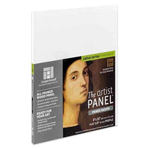 Ampersand Art Supply Wood Gesso Artist Painting Panel: Primed Smooth, 8 x 10, 3/8 Flat Profile