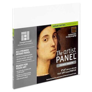 Ampersand Art Supply Wood Gesso Artist Painting Panel: Primed Smooth, 8 x 8, 3/8 Flat Profile
