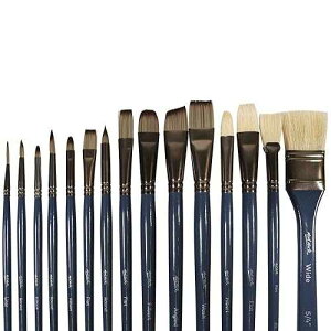 Mont Marte Premium Brush Wallet Set, 15 Piece, Includes Hog Bristle and Taklon Brushes, Suitable for Watercolor, Acrylic, Oil, Gouache and Tempera Painting