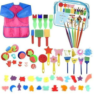 YZNlife Paint Sponges for Kids,52pcs Early Learning Toddlers Sponge Paint Brushes Stamps Foam Art Craft Drawing Tools, for Kids