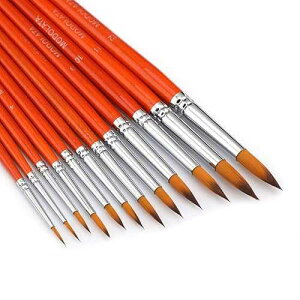 ���ʃy�C���g�u���V�Z�b�g - �A�N�����A�K�b�V���A�I�C���A�A�[�e�B�X�g�A�~�j�`���A�A���f���p�̊ۂ���̂Ƃ������y�C���g�u���V12�{ - �V���[�g�n���h�� MODOLATA Watercolor t Brushes Set - 12Pcs R