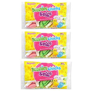 Spangler Bunnies, Chicks, and Eggs Marshmallow Easter Candy - Pack of 3 - 10 oz Per Bag - 30 oz Total of Candy Gluten Free, Peanut Free, Milk Free, Egg Free, Fish Free, and Wheat Free