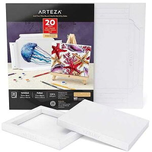 ARTEZA Mixed Media Paper Foldable Canvas Pad, 7x8.6 Inches, 20 Sheets, DIY Frame, Heavyweight Multimedia Paper, 228 lb, 370 GSM, Acid-Free, Art Supplies for ting & Mixed Media Art