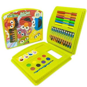 Leap Year Sesame Street 43-Piece Art Case | Includes Markers, Crayons, Stickers, and Watercolors | Non-Toxic and Washable | Gift for Kids Ages 3+